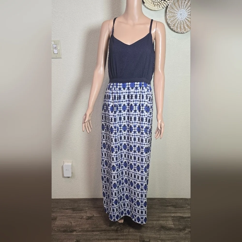 J. Crew Navy and White Geometric Maxi Skirt